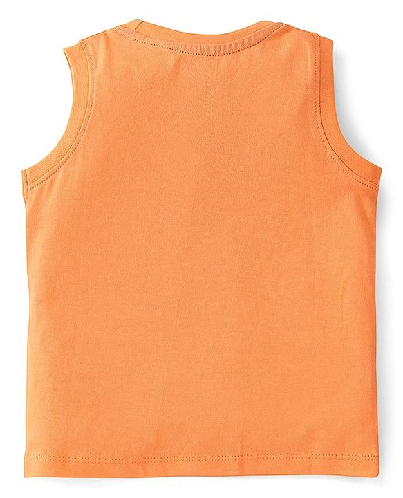 Babyhug Cotton Knit Sleeveless Soccer Graphics T-Shirt - Orange