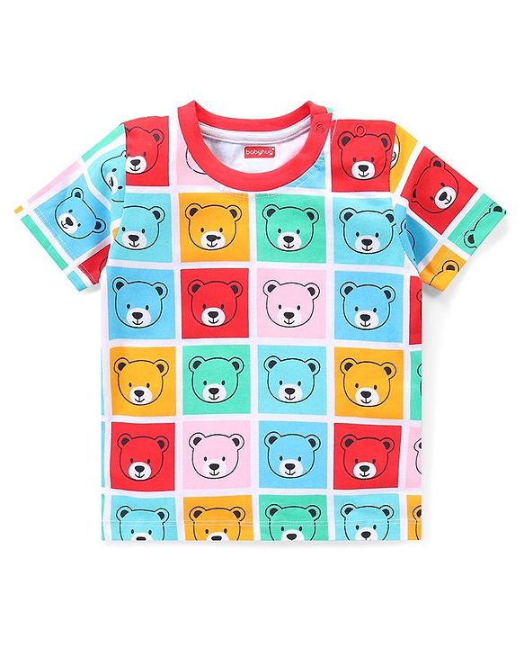 Babyhug Cotton Half Sleeves T-Shirt With Bear & Stars Graphics Pack of 3 - Multicolor
