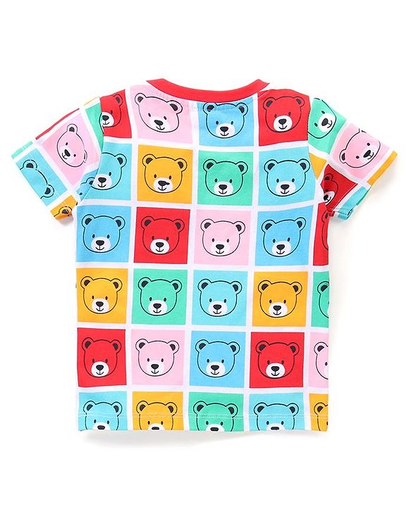 Babyhug Cotton Half Sleeves T-Shirt With Bear & Stars Graphics Pack of 3 - Multicolor