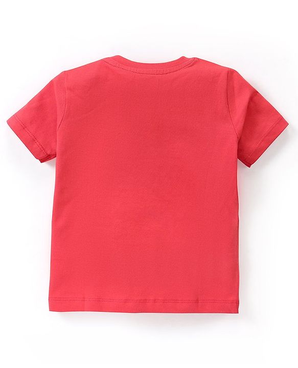 Babyhug Cotton Half Sleeves Striped T-Shirts With Dino Graphics Pack of 3 - Red Navy & Light Blue