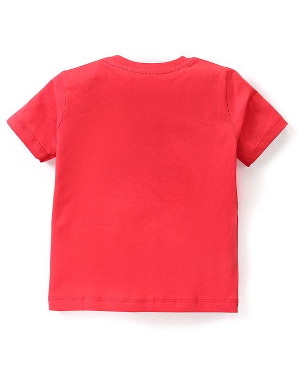 Babyhug Cotton Half Sleeves Striped T-Shirts With Dino Graphics Pack of 3 - Red Navy & Light Blue