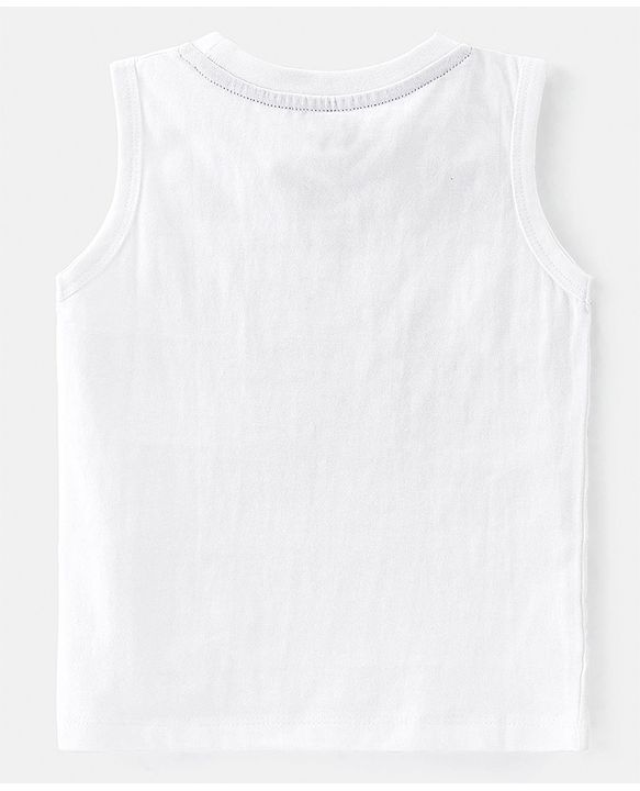 Babyhug 100% Cotton Knit Sleeveless T-Shirt With Striped & Tropical Graphics Pack Of 3 - Green Blue & White