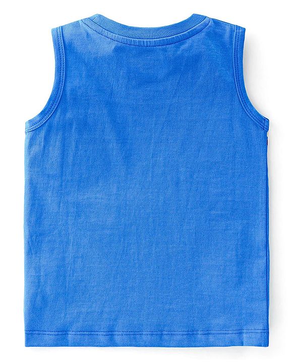 Babyhug 100% Cotton Knit Sleeveless T-Shirt With Striped & Tropical Graphics Pack Of 3 - Green Blue & White