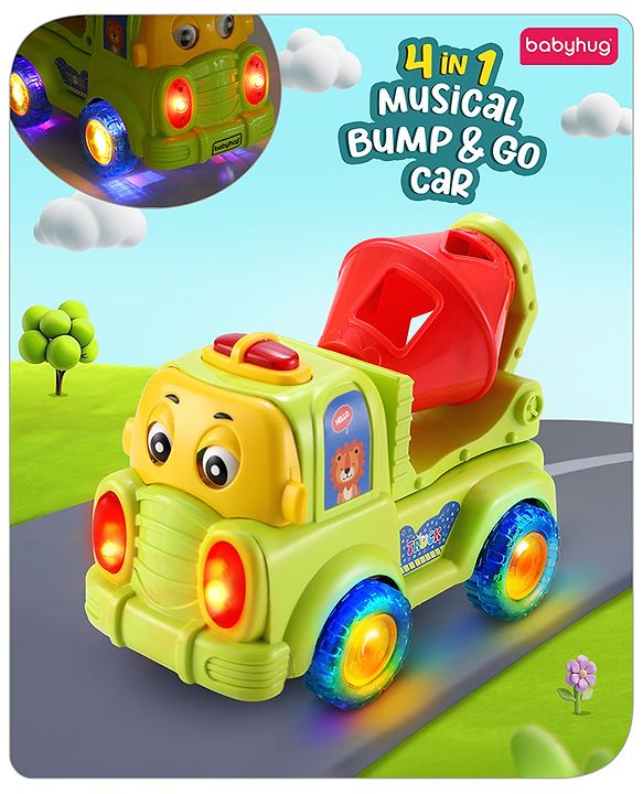 Babyhug Musical Bump & Go Construction series Cement Mixer Truck - Green