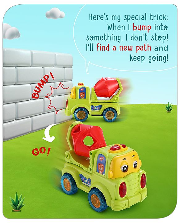 Babyhug Musical Bump & Go Construction series Cement Mixer Truck - Green