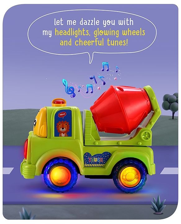 Babyhug Musical Bump & Go Construction series Cement Mixer Truck - Green
