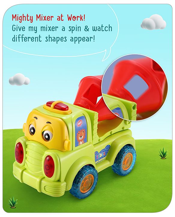 Babyhug Musical Bump & Go Construction series Cement Mixer Truck - Green