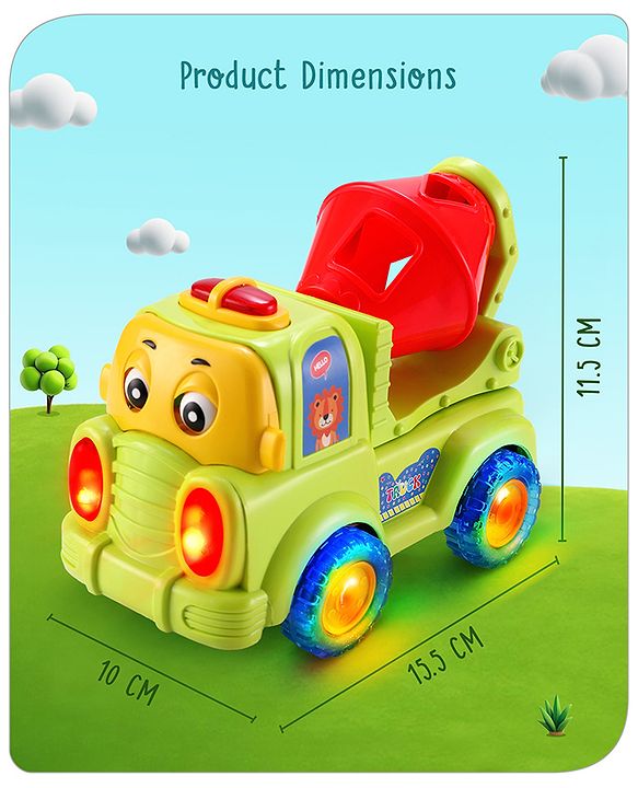 Babyhug Musical Bump & Go Construction series Cement Mixer Truck - Green