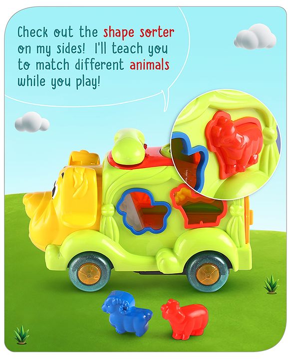 Babyhug 6 in 1 Puppy Musical Bump & Go Car with moving Ear & Eyes| Lights & Music| Dial Phone |Animal Shape Sorter For Toddlers and Kids| BIS Certified| Storage| Time Telling| Cause & Effect - Yellow