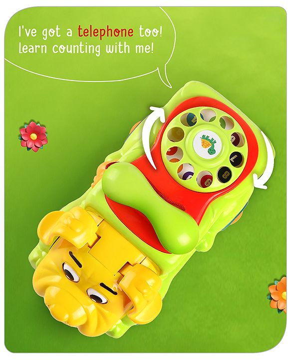 Babyhug 6 in 1 Puppy Musical Bump & Go Car with moving Ear & Eyes| Lights & Music| Dial Phone |Animal Shape Sorter For Toddlers and Kids| BIS Certified| Storage| Time Telling| Cause & Effect - Yellow
