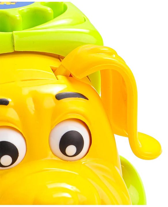 Babyhug 6 in 1 Puppy Musical Bump & Go Car with moving Ear & Eyes| Lights & Music| Dial Phone |Animal Shape Sorter For Toddlers and Kids| BIS Certified| Storage| Time Telling| Cause & Effect - Yellow