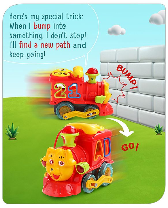 Babyhug 6 in 1 Puppy Musical Bump & Go Car with moving Ear & Eyes| Lights & Music| Dial Phone |Animal Shape Sorter For Toddlers and Kids| BIS Certified| Storage| Time Telling| Cause & Effect - Yellow