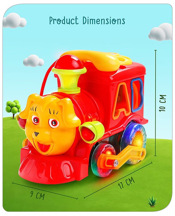 Babyhug 6 in 1 Puppy Musical Bump & Go Car with moving Ear & Eyes| Lights & Music| Dial Phone |Animal Shape Sorter For Toddlers and Kids| BIS Certified| Storage| Time Telling| Cause & Effect - Yellow