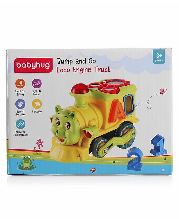 Babyhug 6 in 1 Puppy Musical Bump & Go Car with moving Ear & Eyes| Lights & Music| Dial Phone |Animal Shape Sorter For Toddlers and Kids| BIS Certified| Storage| Time Telling| Cause & Effect - Yellow