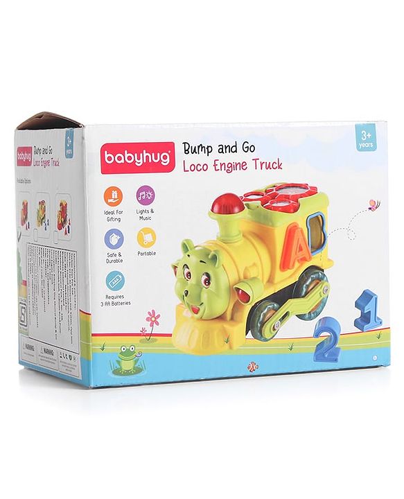 Babyhug 6 in 1 Puppy Musical Bump & Go Car with moving Ear & Eyes| Lights & Music| Dial Phone |Animal Shape Sorter For Toddlers and Kids| BIS Certified| Storage| Time Telling| Cause & Effect - Yellow