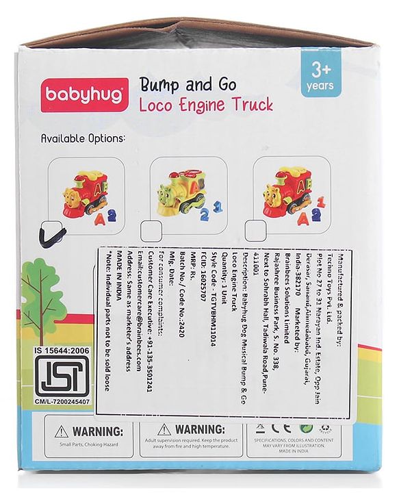 Babyhug 6 in 1 Puppy Musical Bump & Go Car with moving Ear & Eyes| Lights & Music| Dial Phone |Animal Shape Sorter For Toddlers and Kids| BIS Certified| Storage| Time Telling| Cause & Effect - Yellow