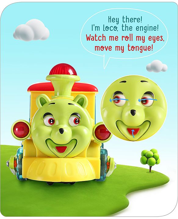 Babyhug 6 in 1 Teddy Shaped Bump & Go Loco Engine with Gears & Shape Sorter For Toddlers and Kids|BIS Aprroved| Moving Eye & Tongue| Light & Music| Numbers & Alphabets| Storage| Time Telling- Yellow