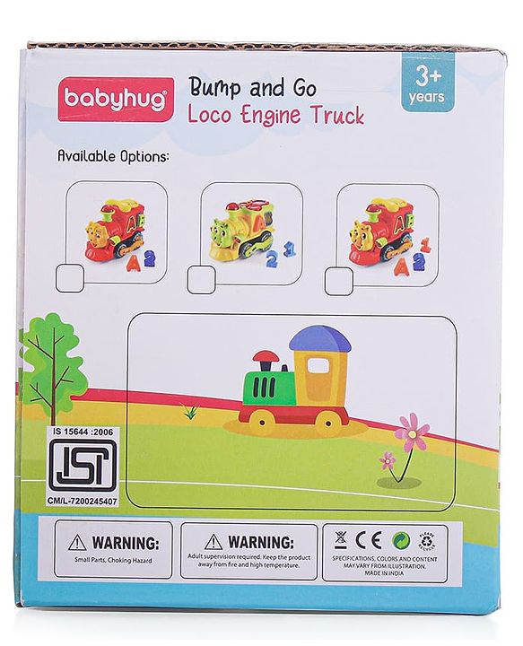 Babyhug 6 in 1 Teddy Shaped Bump & Go Loco Engine with Gears & Shape Sorter For Toddlers and Kids|BIS Aprroved| Moving Eye & Tongue| Light & Music| Numbers & Alphabets| Storage| Time Telling- Yellow