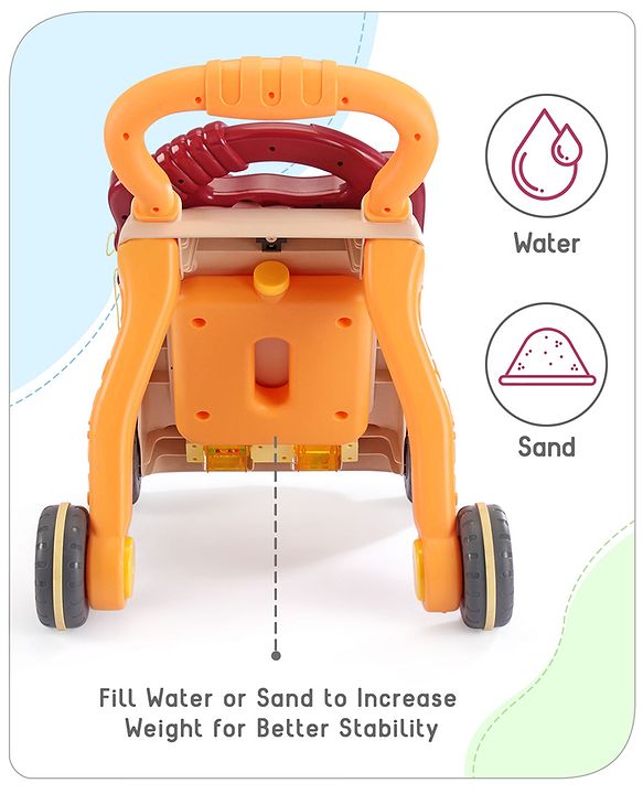 Babyhug Premium Seahorse Push Walker for Kids- Blue| Activity Walker with Music & Light for Toddlers| Fun Musical Table| Sit to Stand Multi Activity Walker| Interactive Learning Toy for 9 Months to 3 Years Kids| BIS Certified