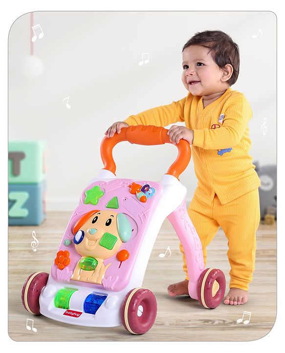 Babyhug Premium Puppy Push Walker for Kids- Green| Activity Walker with Music & Light for Toddlers| Sit to Stand Multi Activity Walker| Interactive Learning Toy for 9 Months to 3 Year Kids| BIS Certified