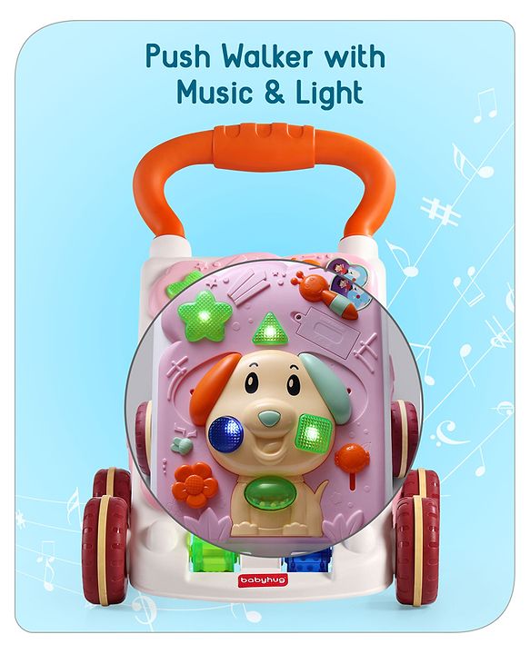Babyhug Premium Puppy Push Walker for Kids- Green| Activity Walker with Music & Light for Toddlers| Sit to Stand Multi Activity Walker| Interactive Learning Toy for 9 Months to 3 Year Kids| BIS Certified