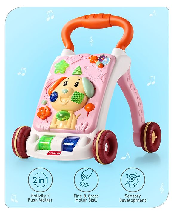 Babyhug Premium Puppy Push Walker for Kids- Green| Activity Walker with Music & Light for Toddlers| Sit to Stand Multi Activity Walker| Interactive Learning Toy for 9 Months to 3 Year Kids| BIS Certified