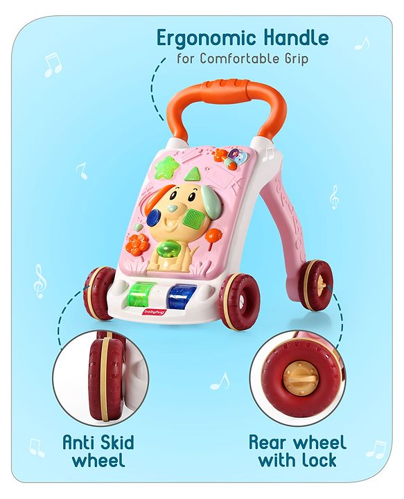 Babyhug Premium Puppy Push Walker for Kids- Green| Activity Walker with Music & Light for Toddlers| Sit to Stand Multi Activity Walker| Interactive Learning Toy for 9 Months to 3 Year Kids| BIS Certified