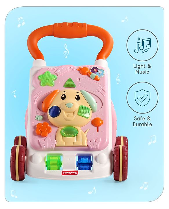 Babyhug Premium Puppy Push Walker for Kids- Green| Activity Walker with Music & Light for Toddlers| Sit to Stand Multi Activity Walker| Interactive Learning Toy for 9 Months to 3 Year Kids| BIS Certified