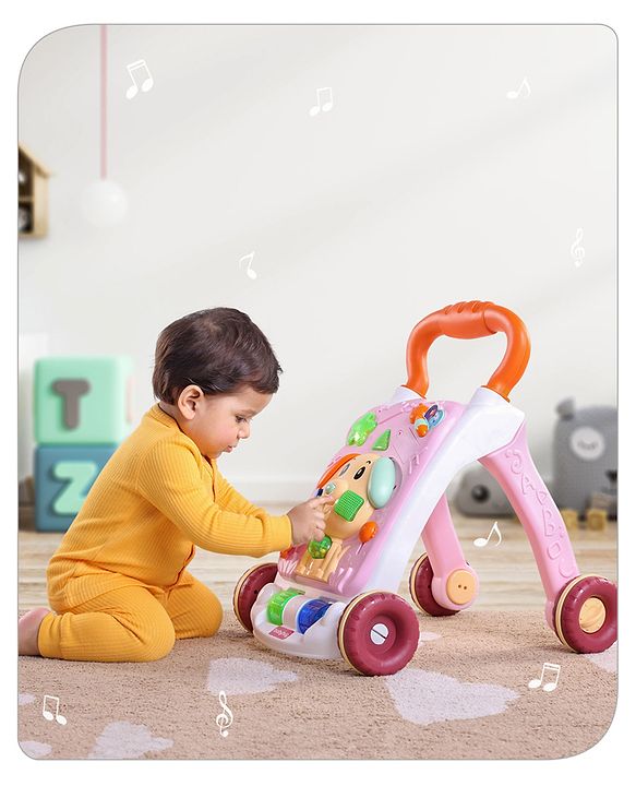 Babyhug Premium Puppy Push Walker for Kids- Green| Activity Walker with Music & Light for Toddlers| Sit to Stand Multi Activity Walker| Interactive Learning Toy for 9 Months to 3 Year Kids| BIS Certified