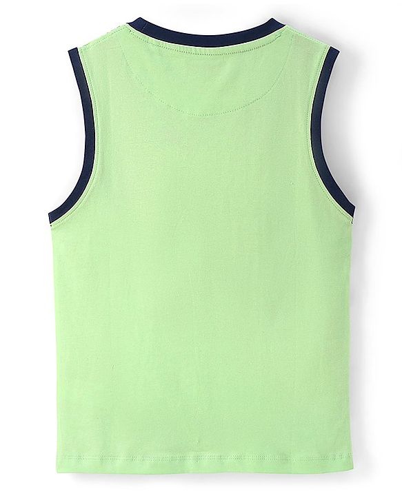 Pine Kids Cotton Sleeveless Tank T-Shirt Tropical Print - Paradise Green