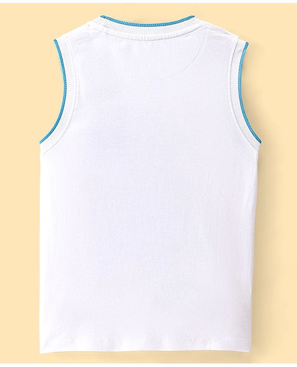 Pine Kids Cotton Sleeveless Tank T-Shirt Pineapple Print - Snow White