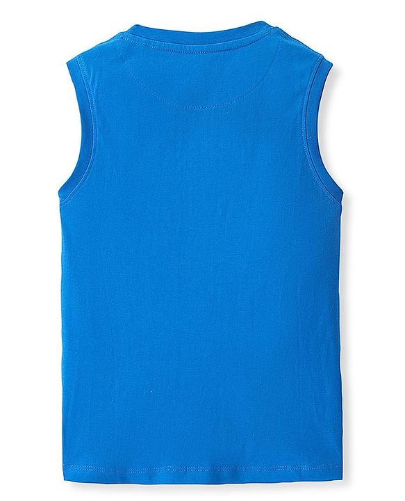 Pine Kids 100% Cotton Knit Sleeveless T-Shirt Busket Ball Print - Blue & White