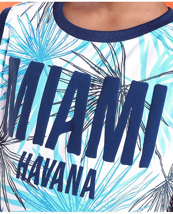 Pine Kids Cotton Knit Sleeveless Tank T-Shirt Text Print - Tanager Turquoise
