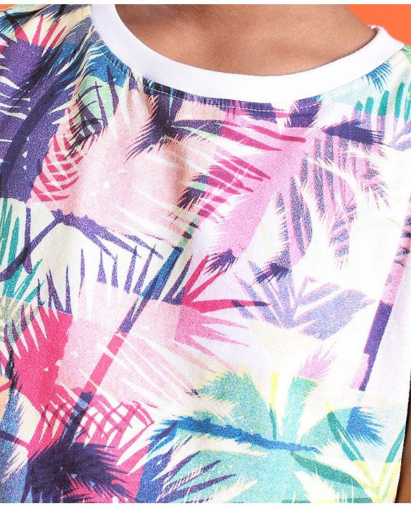 Pine Kids Cotton Knit Sleeveless Tank T-Shirt Palm Tree Print - Multicolor