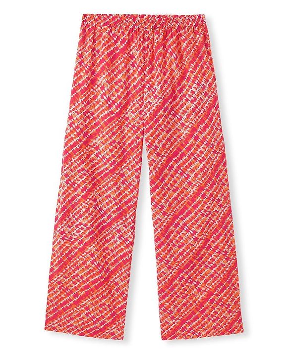 Pine Kids 100% Cotton Woven Half Sleeves Kurta & Laheriya Print Palazzo Set With Dupatta - Off White & Orange