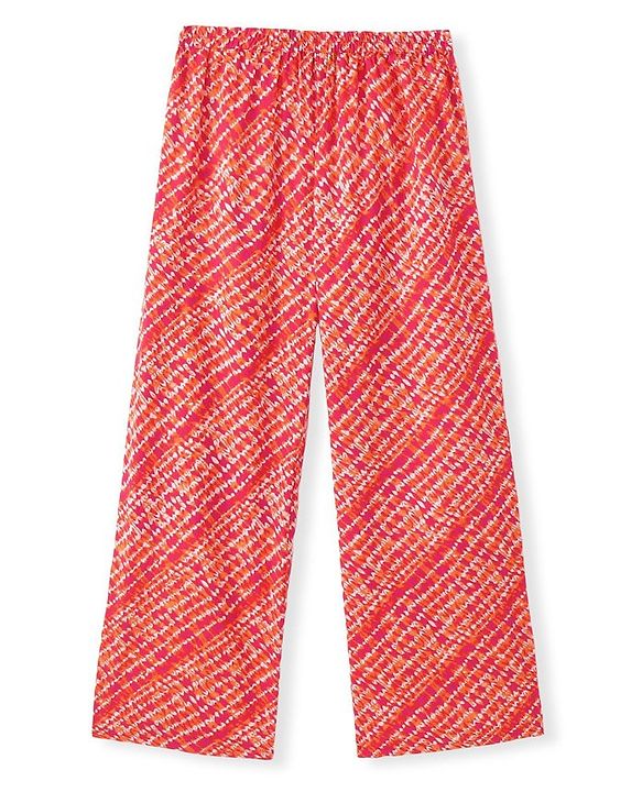 Pine Kids 100% Cotton Woven Half Sleeves Kurta & Laheriya Print Palazzo Set With Dupatta - Off White & Orange