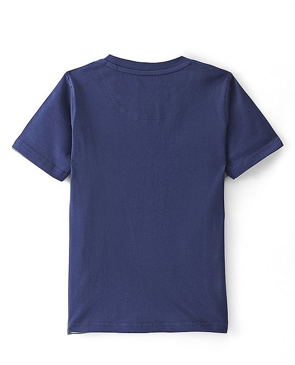 Pine Kids Cotton Half Sleeves T-Shirt Robotic Shark Print - Blue Depths