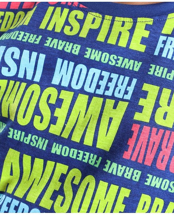 Pine Kids Cotton Half Sleeves T-Shirt Text Print - Limoges