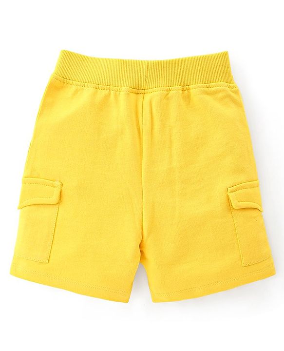 Babyhug Single Jersey Knit Sleeveless T-Shirt with Shorts Set Pineapple Print - Yellow & Blue