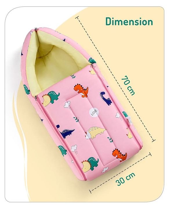 Babyhug Cotton Sleeping Bag Dino Print- Light Pink