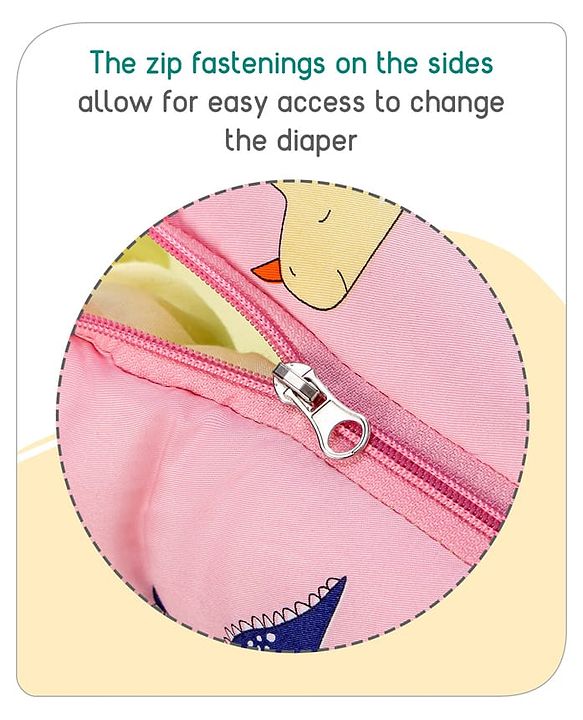 Babyhug Cotton Sleeping Bag Dino Print- Light Pink