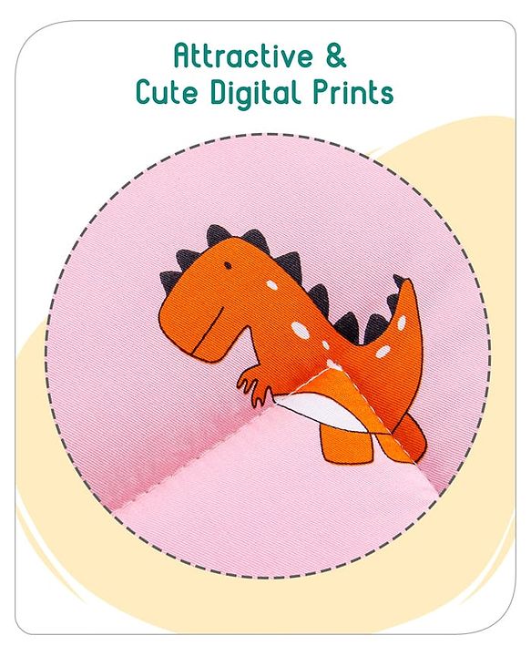 Babyhug Cotton Sleeping Bag Dino Print- Light Pink