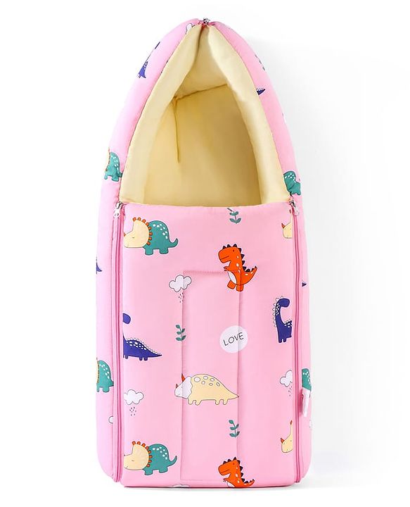 Babyhug Cotton Sleeping Bag Dino Print- Light Pink