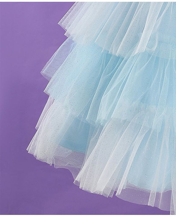 Pine Kids Sleeveless Party Frock with Sequin Detailing - Sky Blue