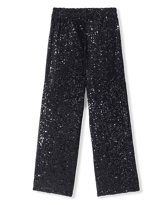 Pine Kids Sleeveless Top & Palazzo Set with Sequins Detailing - Black