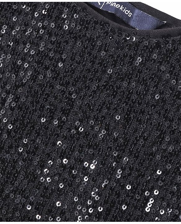 Pine Kids Sleeveless Top & Palazzo Set with Sequins Detailing - Black