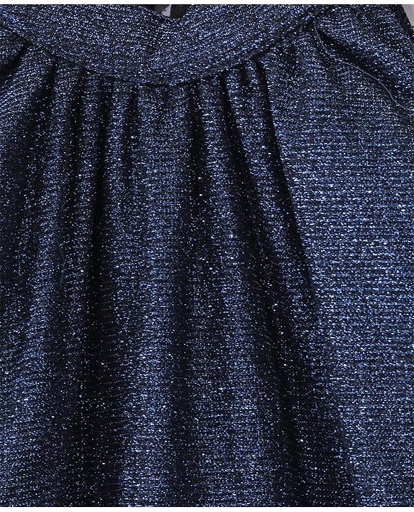 Pine Kids Woven Sleeveless Top & Palazzo Set With Shimmer - Navy Blue