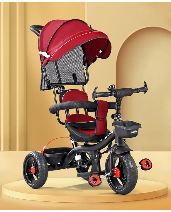 3 in 1 Tricycle Plug Play with Tricycle with Canopy Plug N Play Kids Baby Tricycle with Parental Control Cushion seat and Safety Guard Rail Maroon Online in India Buy