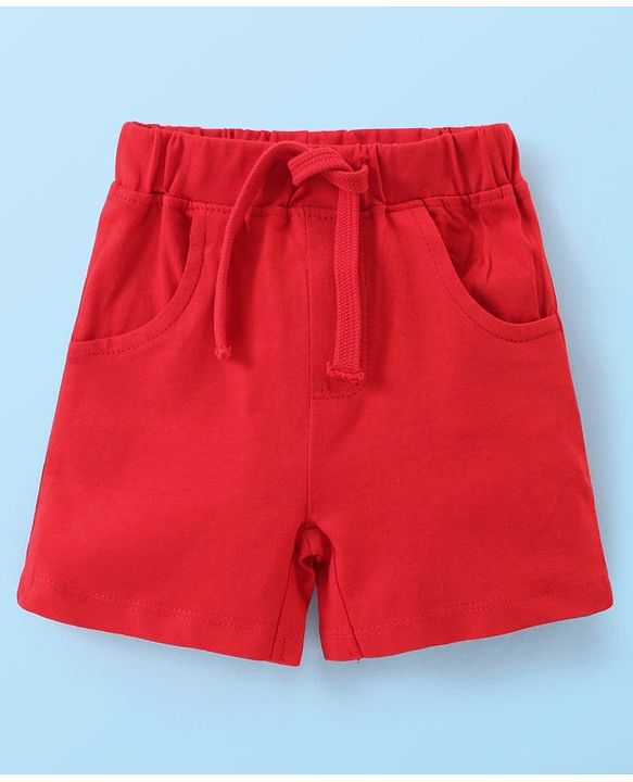 Babyhug 100% Cotton Knit Single Jersey Raglan Sleeves T-Shirt & Shorts With Construction Vehicles Embroidery - Red & White