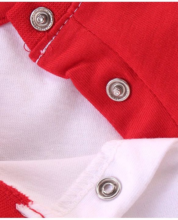 Babyhug 100% Cotton Knit Single Jersey Raglan Sleeves T-Shirt & Shorts With Construction Vehicles Embroidery - Red & White